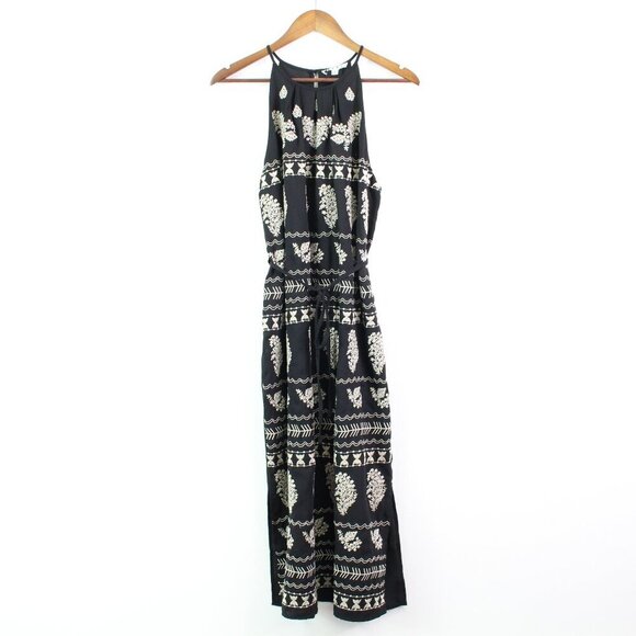 THML Embroidered High Neck Maxi Dress Black Size M - Picture 2 of 10